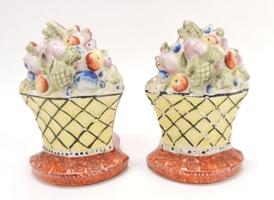 Staffordshire pair of flower basket