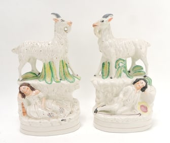 Staffordshire pair of figures with goats