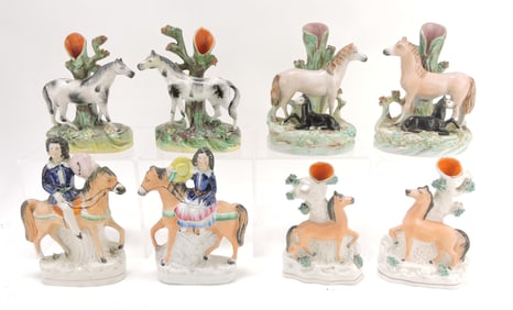 Staffordshire lot of 4 pair of