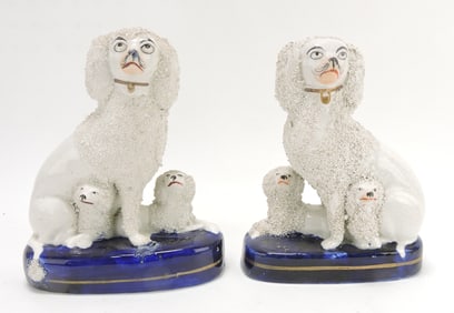 Staffordshire pair of poodles with pups