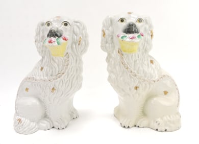 Staffordshire pair of flower basket