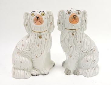 Staffordshire lot of 2 spaniels, 9"