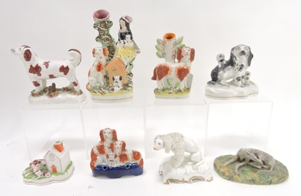 Staffordshire lot of 8 dog figures,