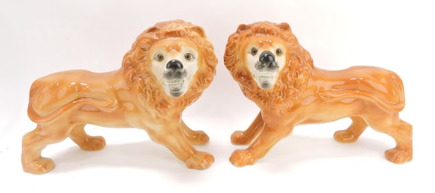 Staffordshire pair of large lions