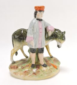 Staffordshire man with donkey, 10"