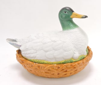 Staffordshire duck tureen, 8 1/2"h,