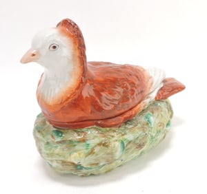 Staffordshire pigeon tureen, 6"h,