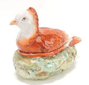 Staffordshire pigeon tureen, 6"h,