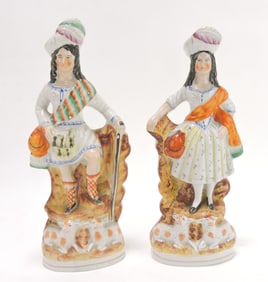Staffordshire pair of shepherd figures,