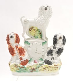 Staffordshire dog clock figure, 10"