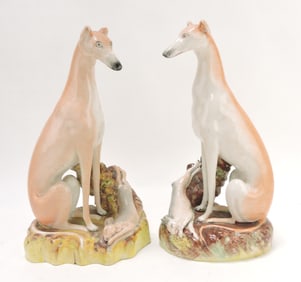 Staffordshire pair of whippet dogs with