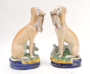 Staffordshire pair of whippet dogs