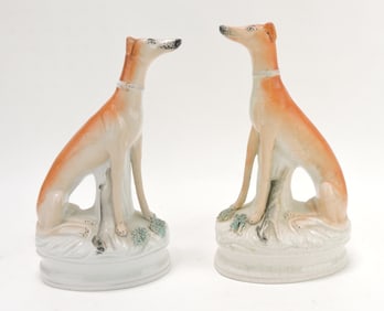Staffordshire pair of whippet dogs