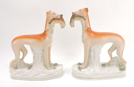 Staffordshire pair of whippet dogs