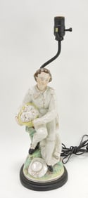Staffordshire harvester figure table lamp,