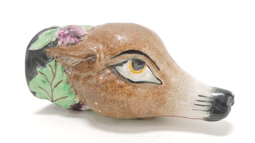 Staffordshire fox stirrup cup, 5"