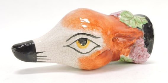 Staffordshire fox stirrup cup, 5"