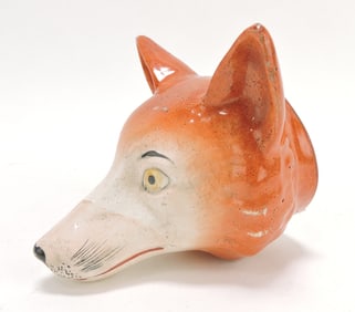 Staffordshire fox stirrup cup, 5"