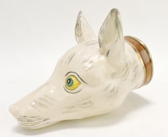Staffordshire style fox stirrup cup, 7"
