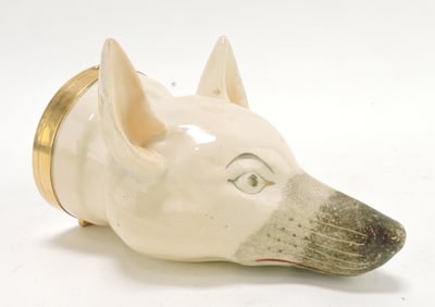 Fox head stirrup coup with brass lid,