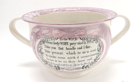 Sunderland pink lustre chamber pot,