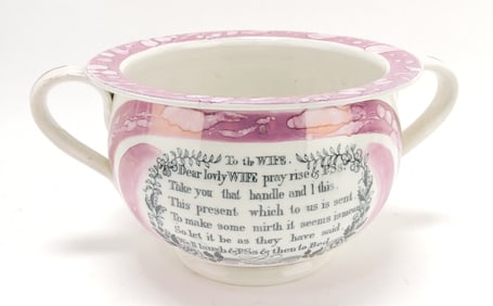 Sunderland pink lustre chamber pot,