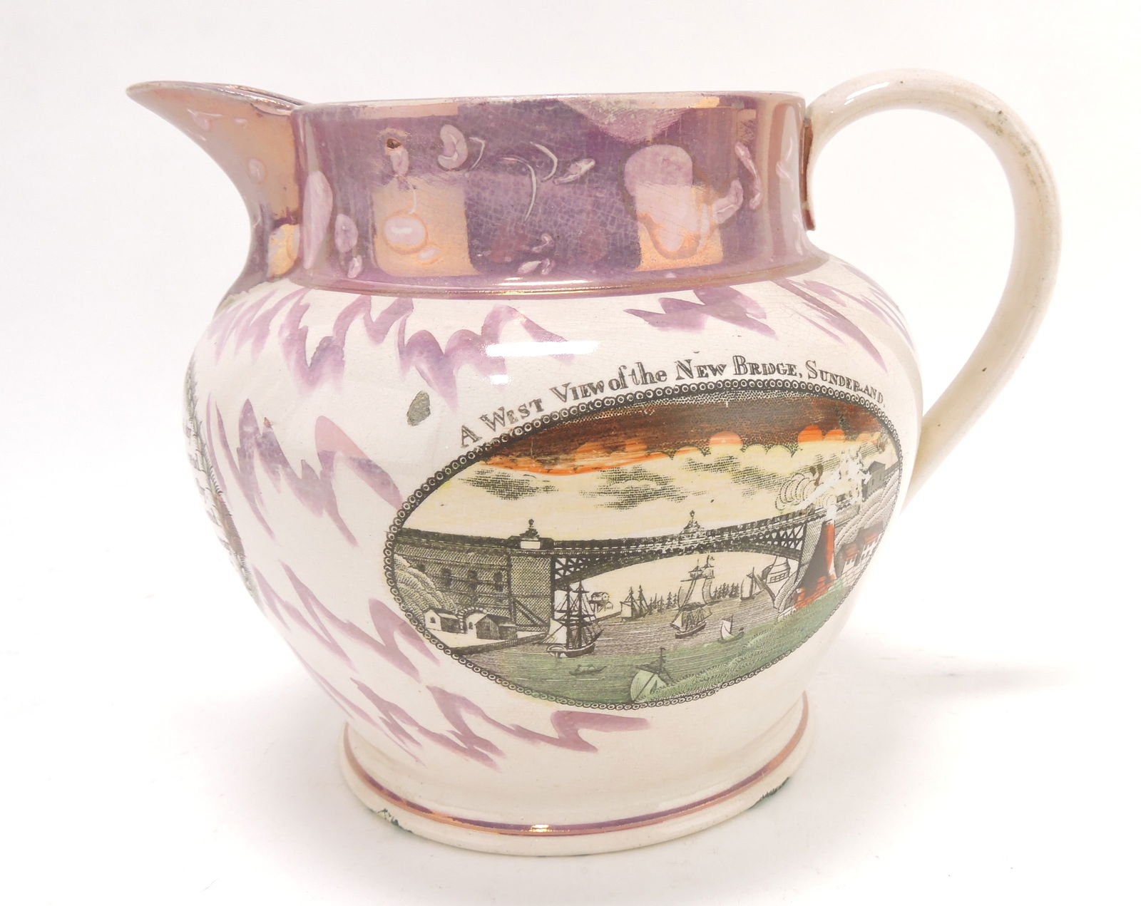 Sunderland pink lustre jug, (1 of 3)