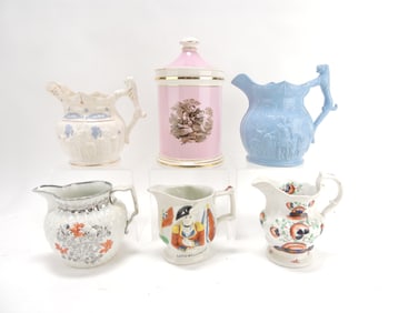 Lot of 5 soft paste pitchers and