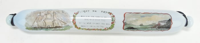Opalene glass sailor's rolling pin,