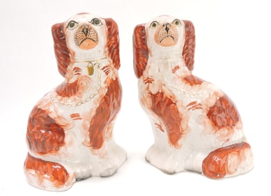 Staffordshire pair of russet spaniels,