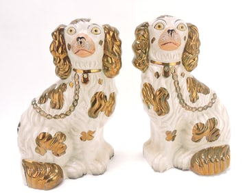Staffordshire pair of copper lustre