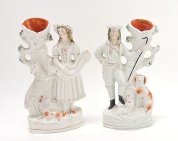 Staffordshire pair of spill vases