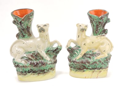 Staffordshire leopard spill vase,