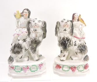 Staffordshire pair of black & white