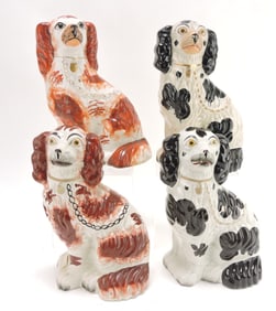 Staffordshire lot of 4 spaniels, 10",