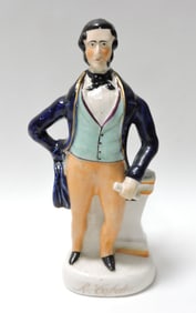 Titled Staffordshire figure of Richard Cobden,