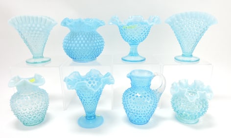 Fenton blue opalescent hobnail