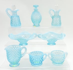 Fenton blue opalescent hobnail