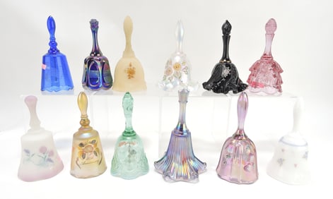 Fenton lot of 12 hand bells, 6 1/2"