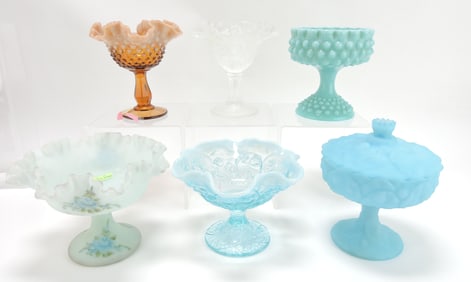 Fenton lot of 6 comports, 5 1/2" to