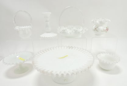 Fenton lot of 7 silvercrest pieces