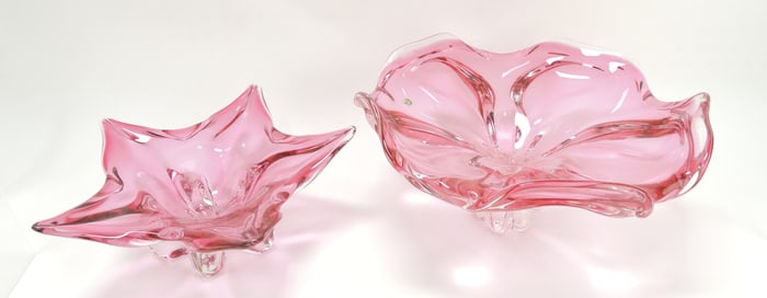 Bohemian cranberry lot of 2 free form