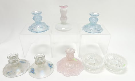 Fenton lot of 8 candle holders,