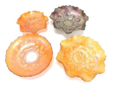 Fenton carnival glass lot of 4 bowls,