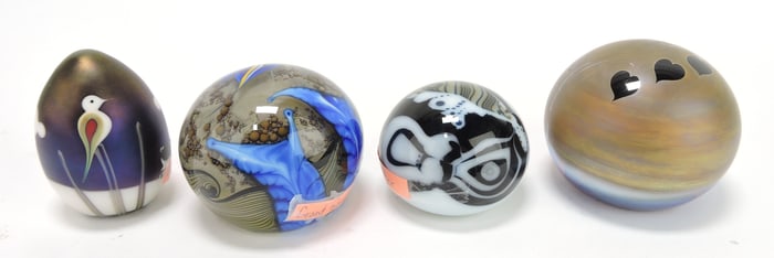 Lot of 4 artist signed paperweights -