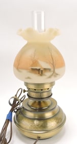 Fenton hurricane lamp with winter