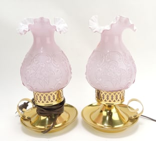 Fenton pair of dresser lamps with