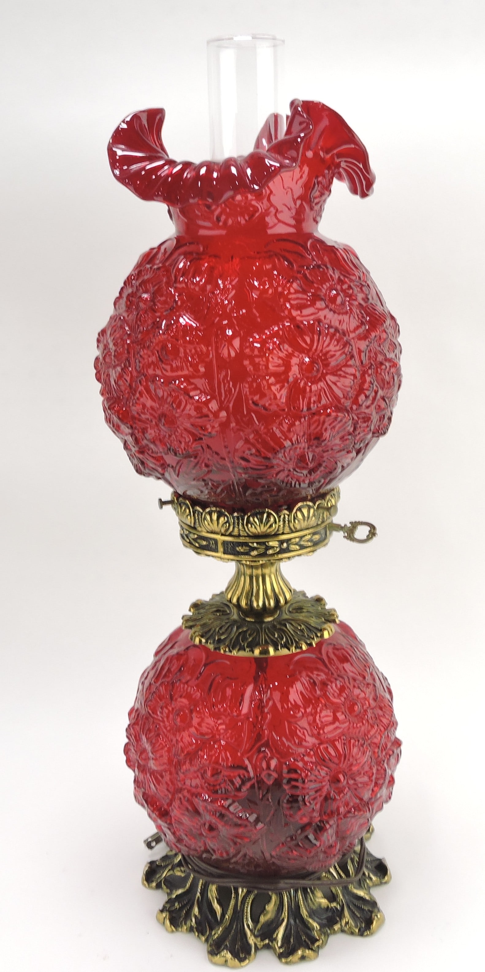 Fenton red pansy GWTW lamp, (1 of 1)