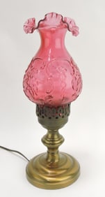 Fenton wild rose dresser lamp, 15"