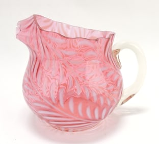 Cranberry opalescent fern water pitcher